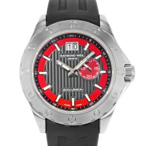 Raymond Weil RW Sport Rubber Black Red Dial Steel Mens Watch 8300-SR1-20041