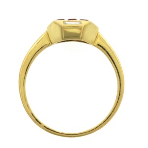 1.37 CT Ruby & 0.15 CT Diamonds 18K Yellow Gold Band Ring Size 6-8