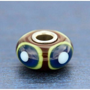¦AUTHENTIC TROLLBEADS Green & Blue Eye Bead glass BEAD