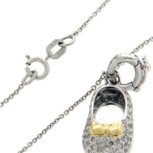 0.35 CT Diamonds 18K Gold Shoe Pendant 14K Gold Chain Necklace Size 18" »N121