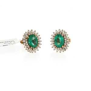 2.71 CT Zambian Emerald & 1.69 CT Diamonds in 14K Rose Gold 14mm Stud Earrings