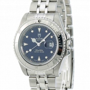 Tudor Prince Date Mini Sub 73190 Unisex Automatic Watch Blue Dial SS 34mm