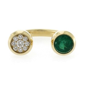 1.28 CT Zambian Emerald & 0.32 CT Diamonds in 14K Yellow Gold Ring