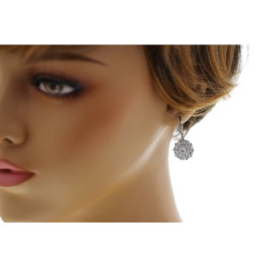 Fine 18K White Gold 2.48 Ct Natural Diamonds Flower Dangle Earrings