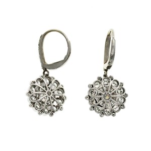 Fine 18K White Gold 2.48 Ct Natural Diamonds Flower Dangle Earrings