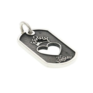 Auth King Baby 925 Sterling Silver Crown Heart Dog Tag Pendant
