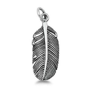 Girls 925 Sterling Silver Feather Charm Pendant