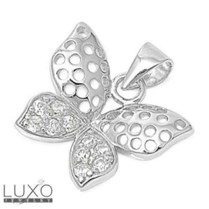 ▌925 Sterling Silver Pave White CZ Butterfly Pendant »P77