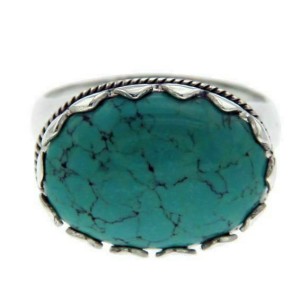 Solid Sterling Silver Lab Turquoise Ring»R27