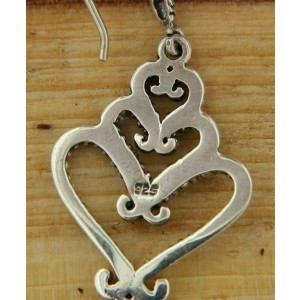 925 Sterling Silver Citine Heart Swirl dangle Earring»E15