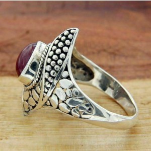 Solid 925 Sterling Silver Ruby Pebble Bali Dots Ring Size 9.5 » R319