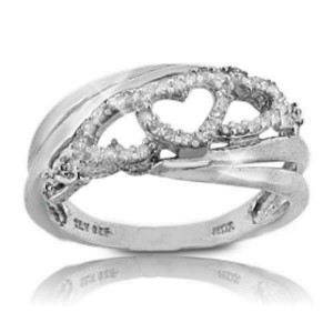 925 Sterling Silver Diamond Heat Band Ring Size 7 »R217