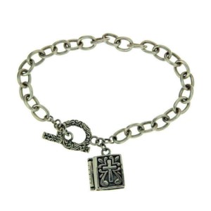 ¦925 Sterling Silver Bali Cross Book Box Prayer Locket Bracelet Size 6.5 » B36