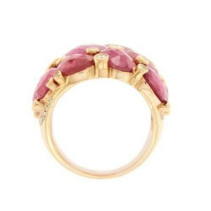 13.80 CT Sliced Rose Cut Pink Sapphire & Diamonds in 14K Rose Gold Ring Size 7