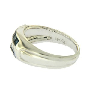 18K White Gold 0.52 CT Diamonds & 1.04 CT Blue Sapphire Wedding Band Ring »BL114