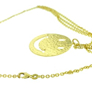 14k Yellow Gold Smiley Face Pendant Necklace 