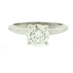 14k White Gold Round Brilliant Solitaire Diamond Engagement Ring 1.24 cts GIA 