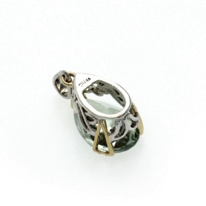 925 Sterling Silver and 14K Gold With Green Crystal Stone pendant