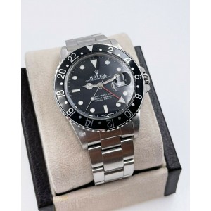 Rolex GMT Master 16750 Black Dial Stainless Steel Box Service Paper 2021