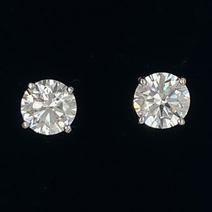 Round Brilliant Diamond 1.51 tcw Stud Earrings in 14kt White Gold