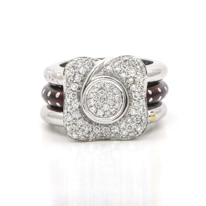 La Nouvelle Bague Diamond Enamel 3-Band Ring in 18k White Gold