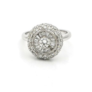 1.65 ct Diamond Round Ring in 18k White Gold Signed CI