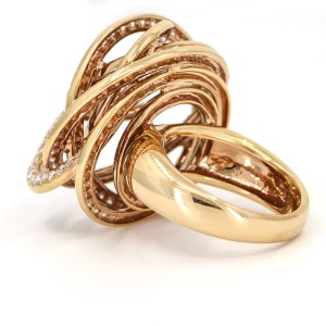Pave Diamond Interlocking Circles Statement Ring in 18k Rose Gold ( 2.50 ct tw )