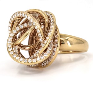Pave Diamond Interlocking Circles Statement Ring in 18k Rose Gold ( 2.50 ct tw )