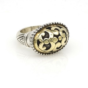 John Hardy Vintage Oval Statement Ring in 18k Gold and Sterling Silver