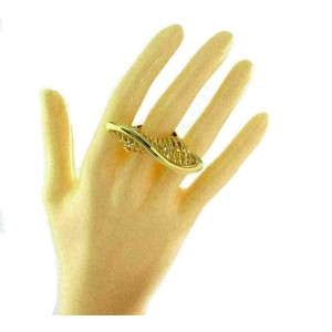 Filigree Basket Twisted 14k Yellow Gold Open Long Top Ring