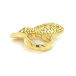 Filigree Basket Twisted 14k Yellow Gold Open Long Top Ring