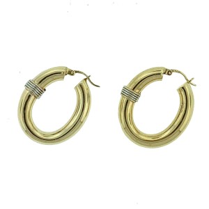 14k Yellow Gold Hoop Ladies Earrings 