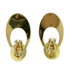 14k Yellow Gold Oval Hoop Ladies Earrings 