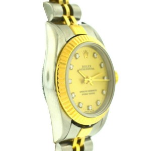 Rolex 76193 Oyster Perpetual Two Tone Champagne Diamond Dial Ladies Watch