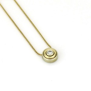 Women's Solitaire Diamond Pendant Necklace in Yellow Gold Classy Layer Style