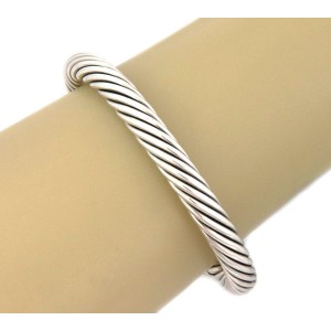 David Yurman Garnet Sterling Silver 14k Yellow Gold Cable Cuff Bracelet