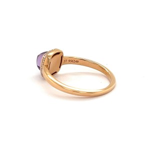 Fred of Paris Paindesure Diamond Amethyst 18k Rose Gold Halo Ring Size 57