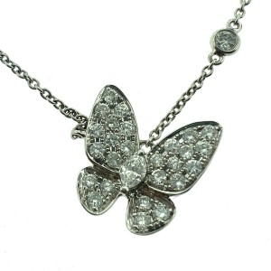 18k White Gold Diamond Butterfly Necklace