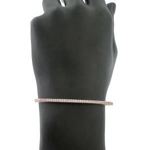14k Rose Gold Thin Diamond Bangle Bracelet 