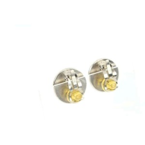 Chanel 04V Black x Silver Round CC Earrings 10ck311s