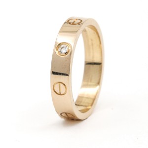 Cartier Narrow Love Band Ring with a Diamond in 18k Rose Gold