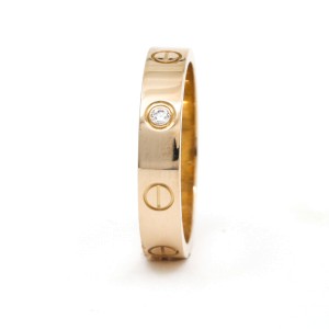 Cartier Narrow Love Band Ring with a Diamond in 18k Rose Gold