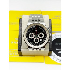Breitling Montbrillant Black Dial Stainless Steel Watch