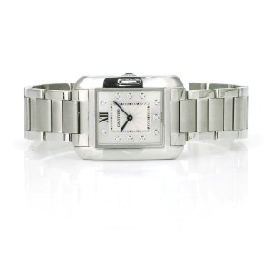 Cartier Tank Anglaise Mid-Size Watch Stainless Steel Diamond Dial  