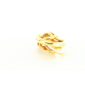Chanel 24k Gold Plated CC Round Earrings Clip-On 
