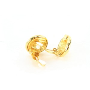 Chanel 24k Gold Plated CC Round Earrings Clip-On 
