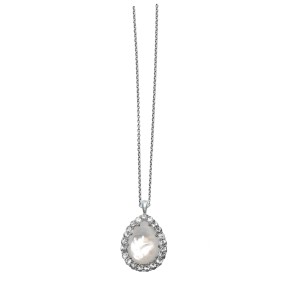 Sterling Silver White Topaz, Mother of Pearl Necklace