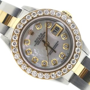 Rolex Datejust Ladies 2-Tone 18K Yellow Gold/Stainless Steel 26MM Watch w/MOP Diamond Dial & Bezel