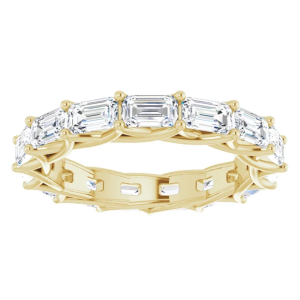  5 CARAT EMERALD-CUT DIAMOND ETERNITY RING YELLOW GOLD 30 POINTER G COLOR VS1 CLARITY SHARED PRONG BAND 