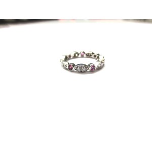 Tiffany & Co. Platinum Swing Pink Sapphires Diamonds Band Ring 